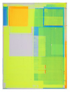 Farbräume 24, 104  Bild mit grün gelb und blau, Acryl Bleistift LWD,  Marius D. Kettler  2019